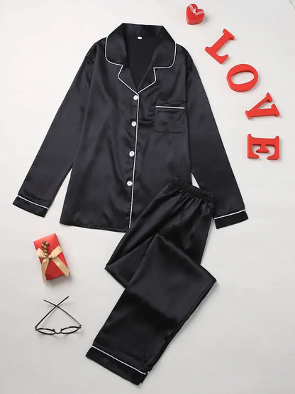 SILK NIGHT SUIT - BLACK