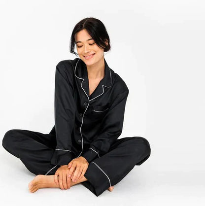 SILK NIGHT SUIT - BLACK