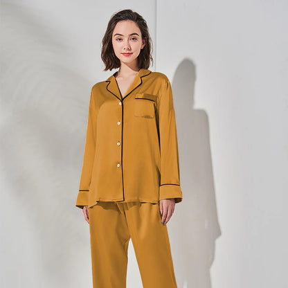 SILK NIGHT SUIT - CAMEL BROWN