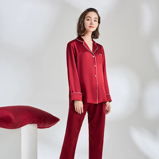 SILK NIGHT SUIT - RED WINE