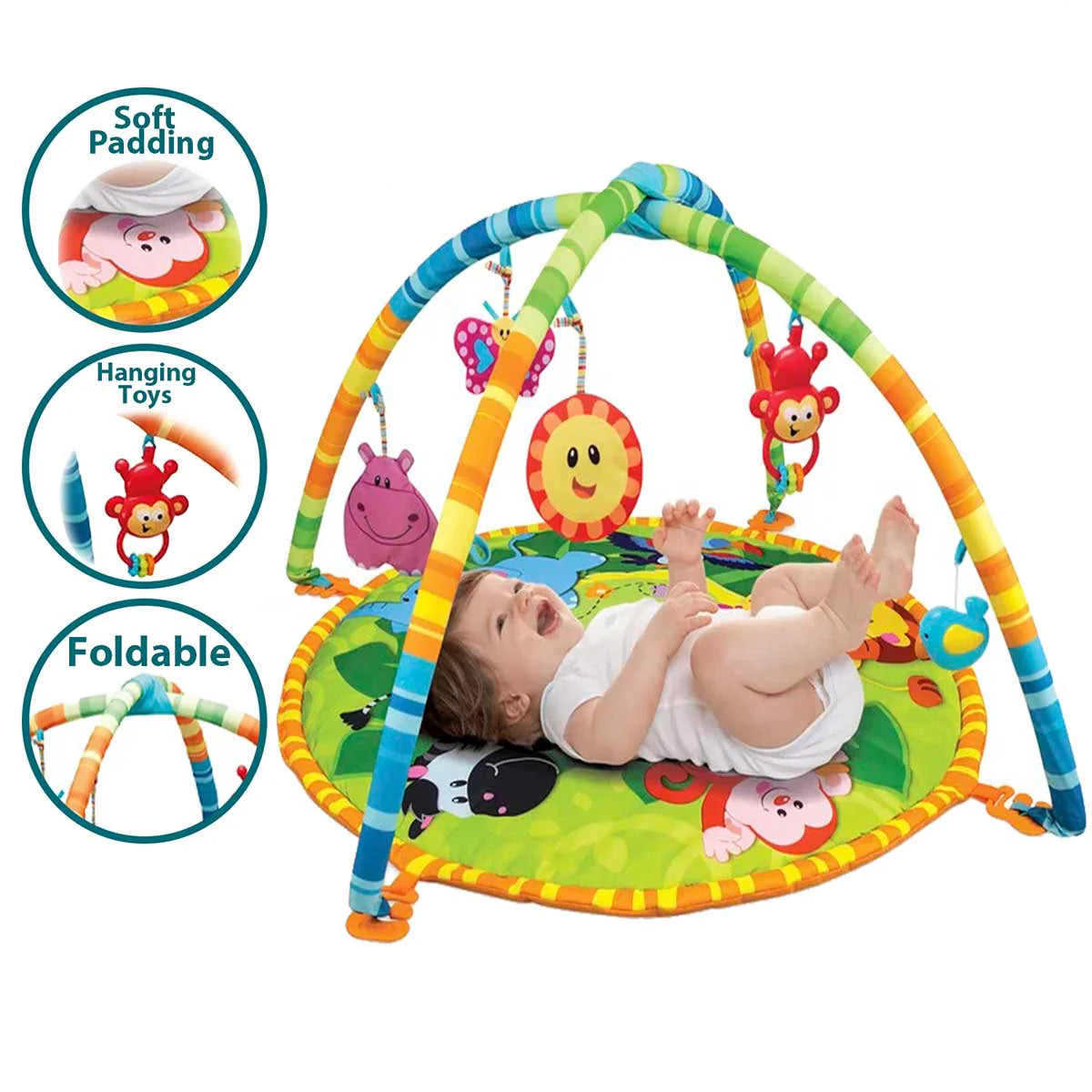 BABY PLAY MAT WITH HANGING RATTLES FOR KIDS