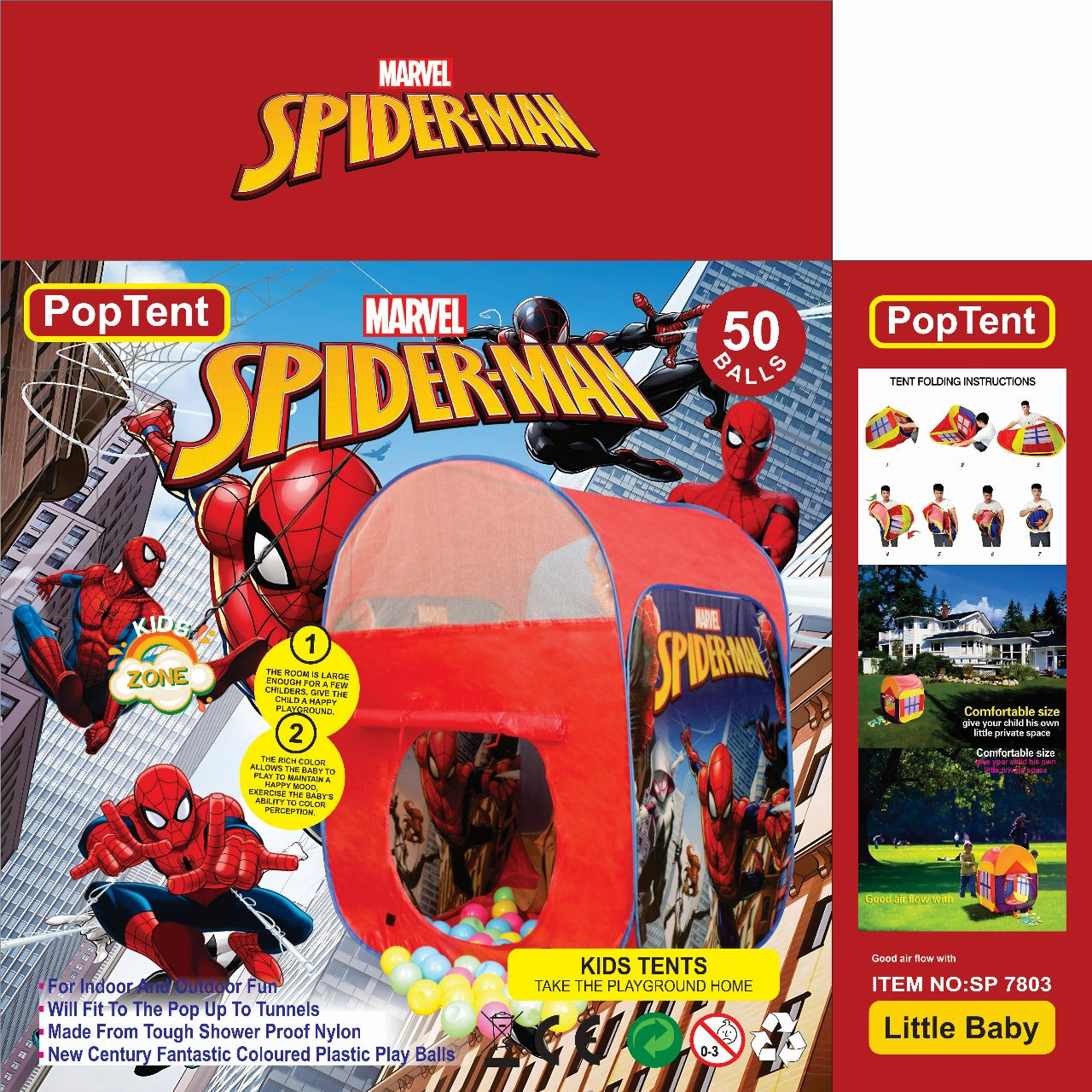 Big Spiderman Tent House with 50 Pcs Soft Plastic Balls