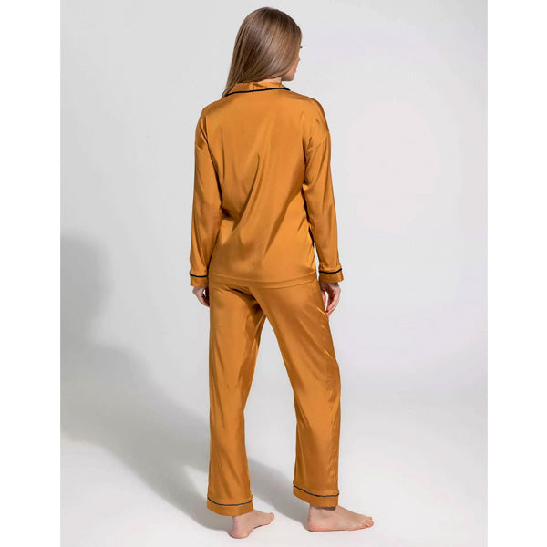 SILK NIGHT SUIT - CAMEL BROWN