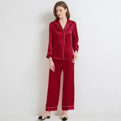 SILK NIGHT SUIT - RED WINE