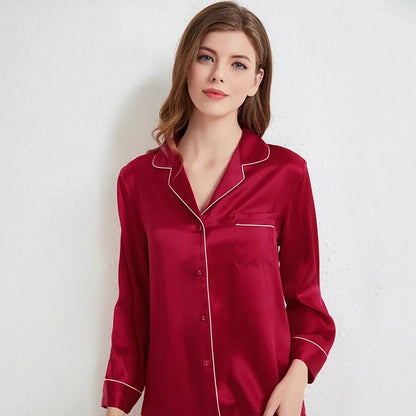 SILK NIGHT SUIT - RED WINE